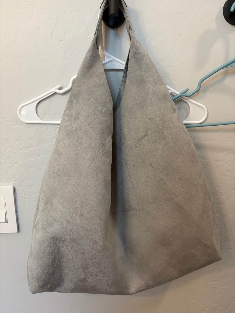 Minimal Suede Tote Bag in Light Blue
